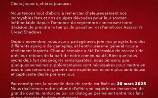 育碧宣布《刺客信条：影》再次跳票 预计将于2025年3月20日发售