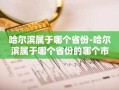 哈尔滨属于哪个省份-哈尔滨属于哪个省份的哪个市