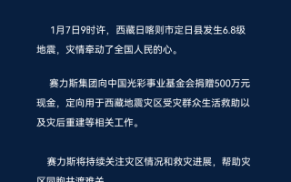 企业动态：赛力斯集团捐赠500万元 支援西藏地震灾区重建