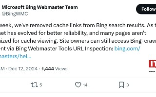 微软bing搜索引擎结果页重大改变，网页缓存链接消失了