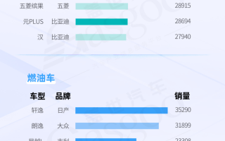 比亚迪霸榜新能源，燃油车销冠日产轩逸地位稳固 | 国内乘用车车型销量排行榜