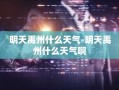 明天禹州什么天气-明天禹州什么天气啊