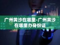 广州黄沙在哪里-广州黄沙在哪里办身份证