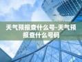 天气预报查什么号-天气预报查什么号码