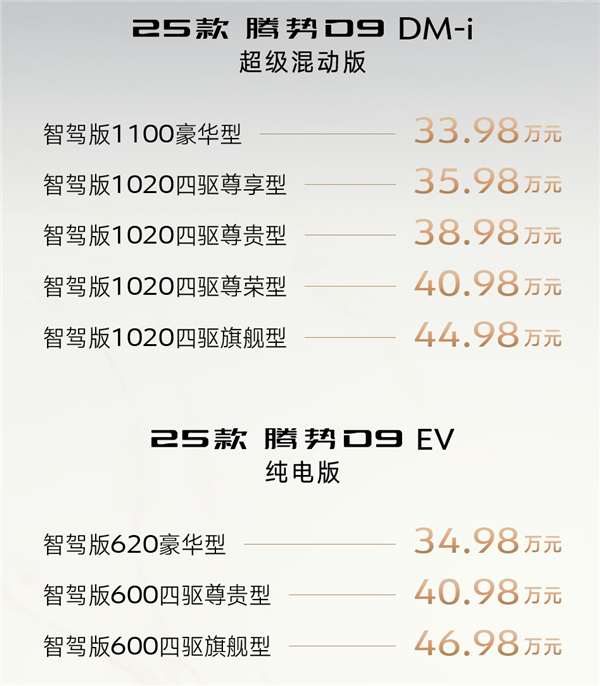 全系标配天神之眼！2025款腾势D9上市：33.98万元起-第1张图片-芙蓉之城