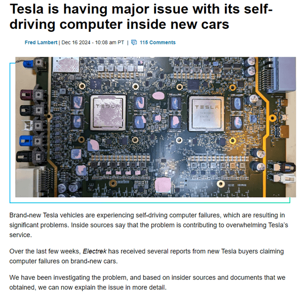 曝美国特斯拉自动驾驶电脑大面积故障：摄像头校准引发短路-第1张图片-芙蓉之城
