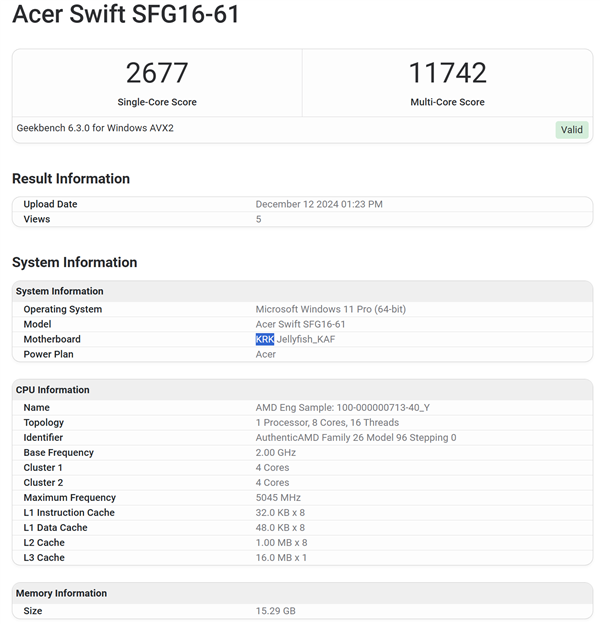 AMD下代APU Krackan Point锐龙AI 7 350初现：跑分高于Ultra 7 258V-第1张图片-芙蓉之城