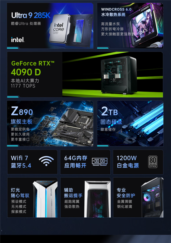 Ultra 9 285K+4090D售价31999元！机械师发布曙光水冷电竞主机新品-第3张图片-芙蓉之城