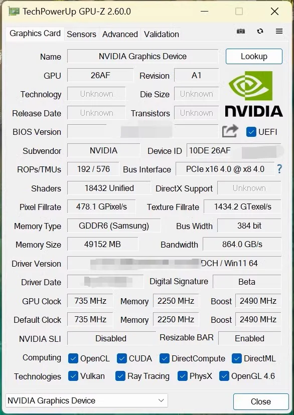 未发布NVIDIA RTX Titan Ada显卡现身！满血AD102芯片、48GB大显存-第1张图片-芙蓉之城