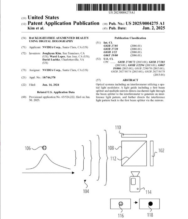 英伟达新AR眼镜专利：摒弃背光系统，采用先进全息技术-第1张图片-芙蓉之城