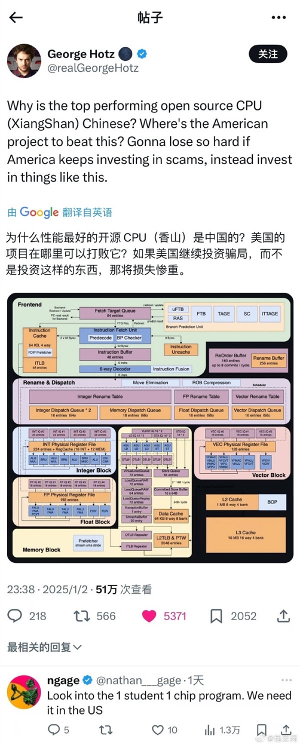 国产开源芯片香山被质疑是PPT造芯 包云岗：很多人低估开发高端CPU IP核难度-第2张图片-芙蓉之城