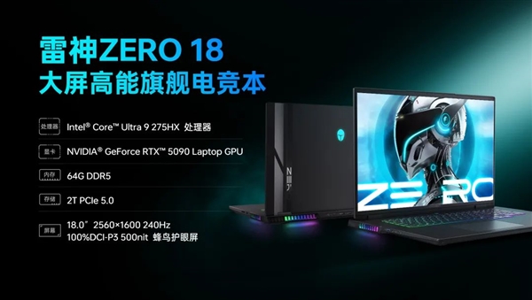 270W性能猛兽！雷神发布首款18寸游戏本ZERO 18：RTX 5090+两项行业首发-第3张图片-芙蓉之城