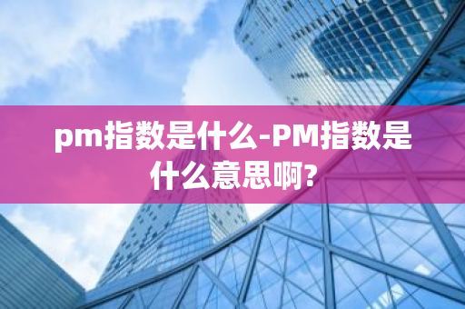 pm指数是什么-PM指数是什么意思啊?-第1张图片-芙蓉之城