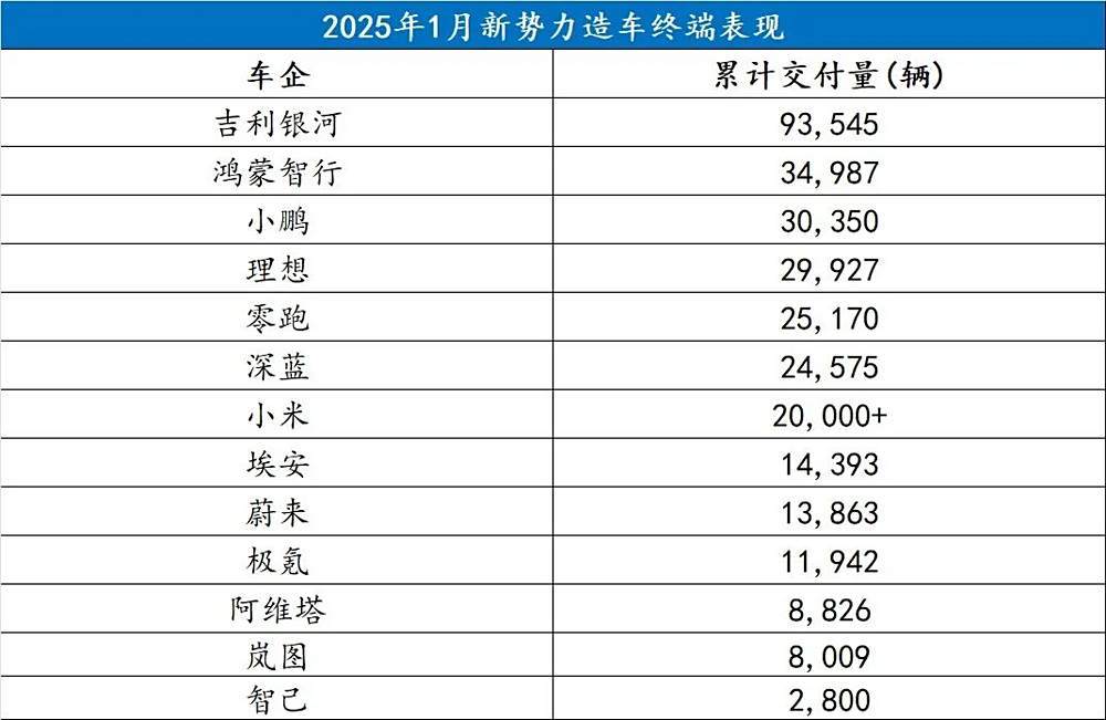 1月新势力销量：开年即决战，拿命换门票-第2张图片-芙蓉之城