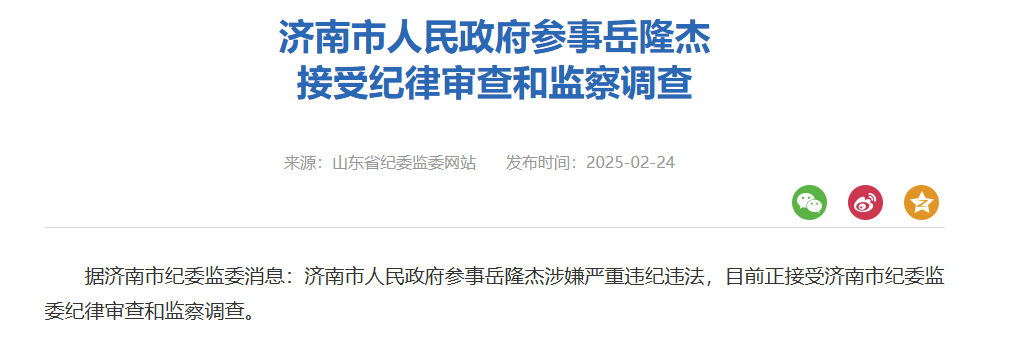 济南市人民政府参事岳隆杰被查 曾任莱商银行董事长-第1张图片-芙蓉之城