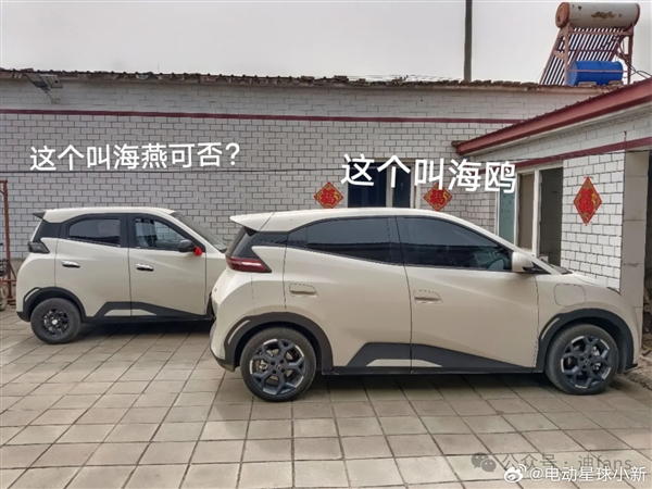 路上惊现比亚迪海鸥高仿老头乐：车标“BYC” 外观、内饰几乎一模一样-第1张图片-芙蓉之城