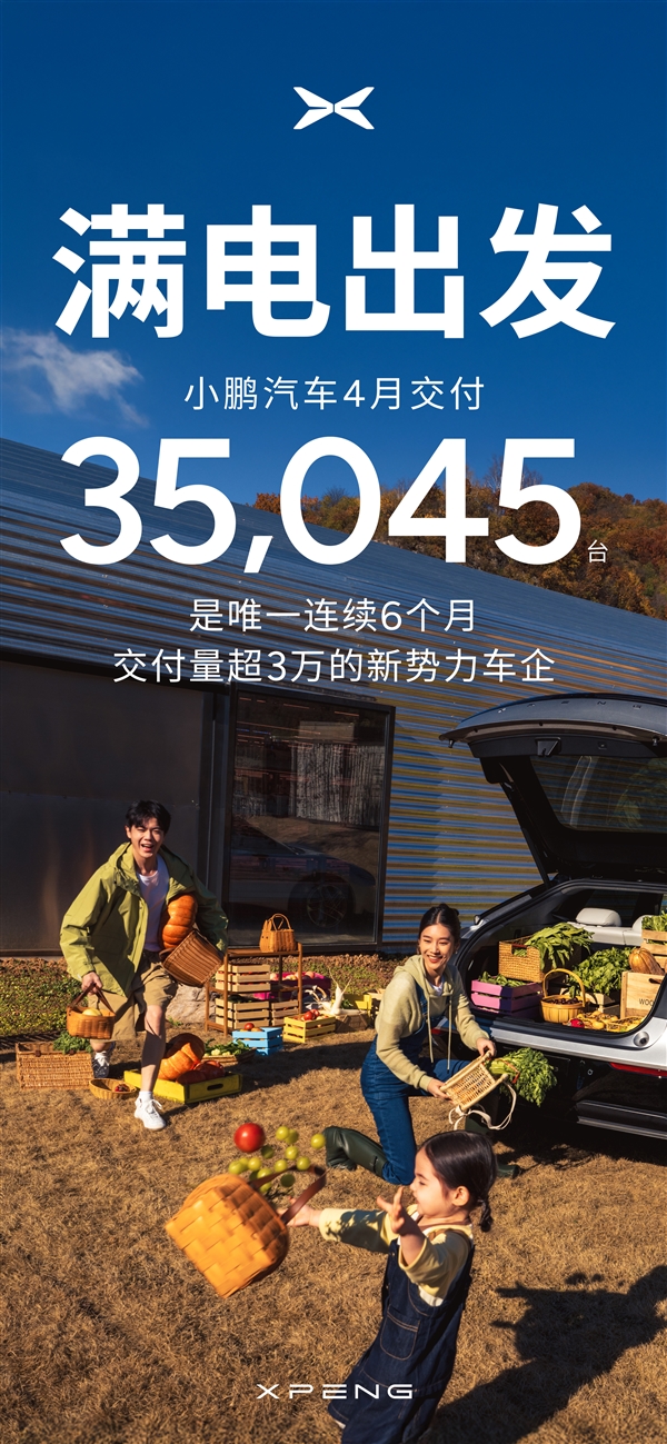 小鹏汽车终于站起来了！4月交付35045台 今年销量已翻3倍-第1张图片-芙蓉之城
