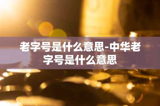 老字号是什么意思-中华老字号是什么意思-第1张图片-芙蓉之城