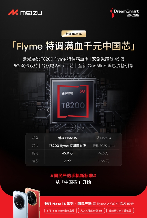 魅族Note 16系列宣布5年流畅：特调满血紫光展锐T8200芯片-第2张图片-芙蓉之城